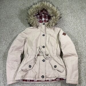 Y2k Hollister Fuax Fur Hooded Jacket Flannel Lined Essential Bella Swan Sz Small